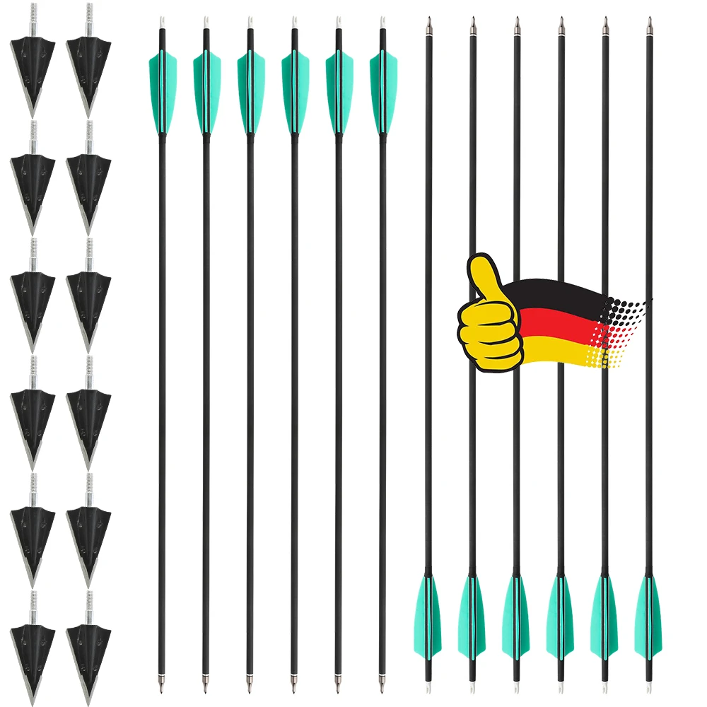 Flechas de carbono con plumas de pavo y puntas metálicas para tiro - imagen 3