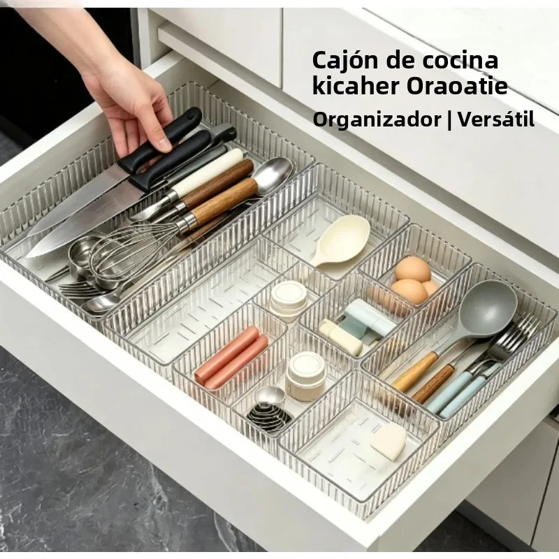 Organizador transparente rectangular para maquillaje con divisiones - imagen 3