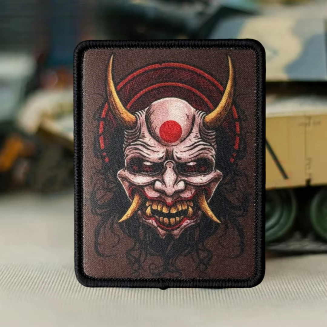 Parche táctico velcro Máscara Hannya – Diseño samurái japonés para equipamiento - imagen 4