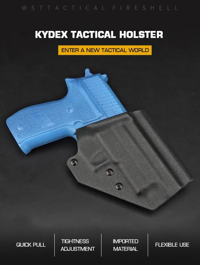 Vista frontal de la funda táctica negra para Sig Sauer P226 QLS