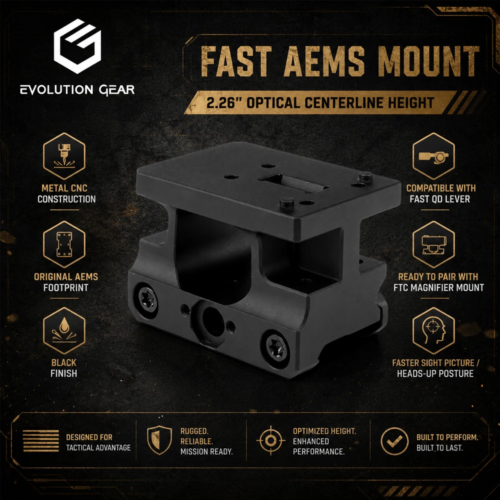 AEMS FAST Mount montura óptica Picatinny alta FDE táctica - imagen 3