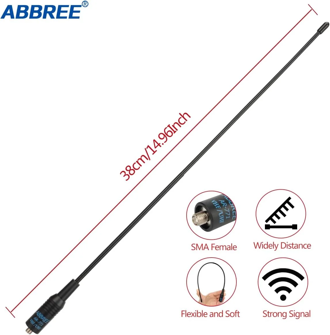 AR 771 antena triple banda SMA hembra para Baofeng UV-5R