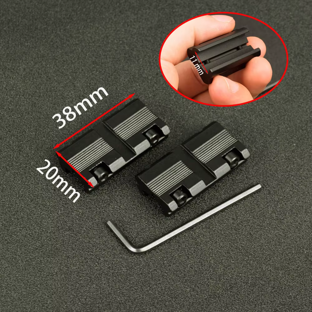 Adaptador Picatinny cola de milano 11mm a 20mm – Montaje táctico - imagen 2
