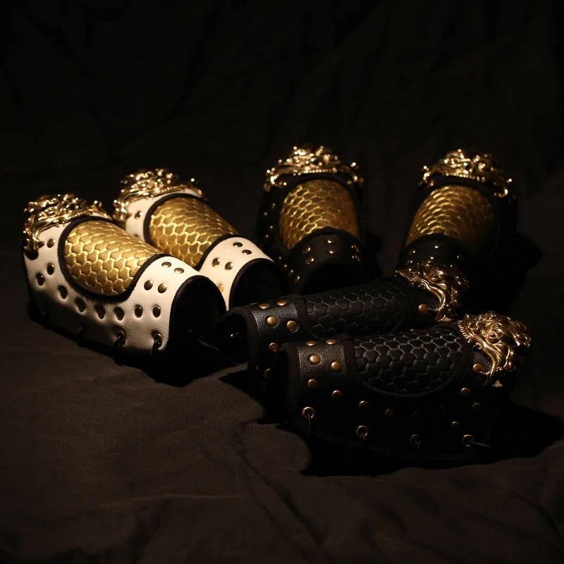 Armadura Hanfu con protectores de cuero para muñeca y brazo