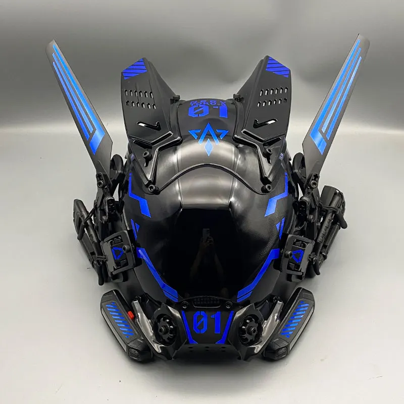 Máscara táctica Cyberpunk de casco caballero con luz para Halloween