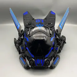 Máscara táctica Cyberpunk de casco caballero con luz para Halloween