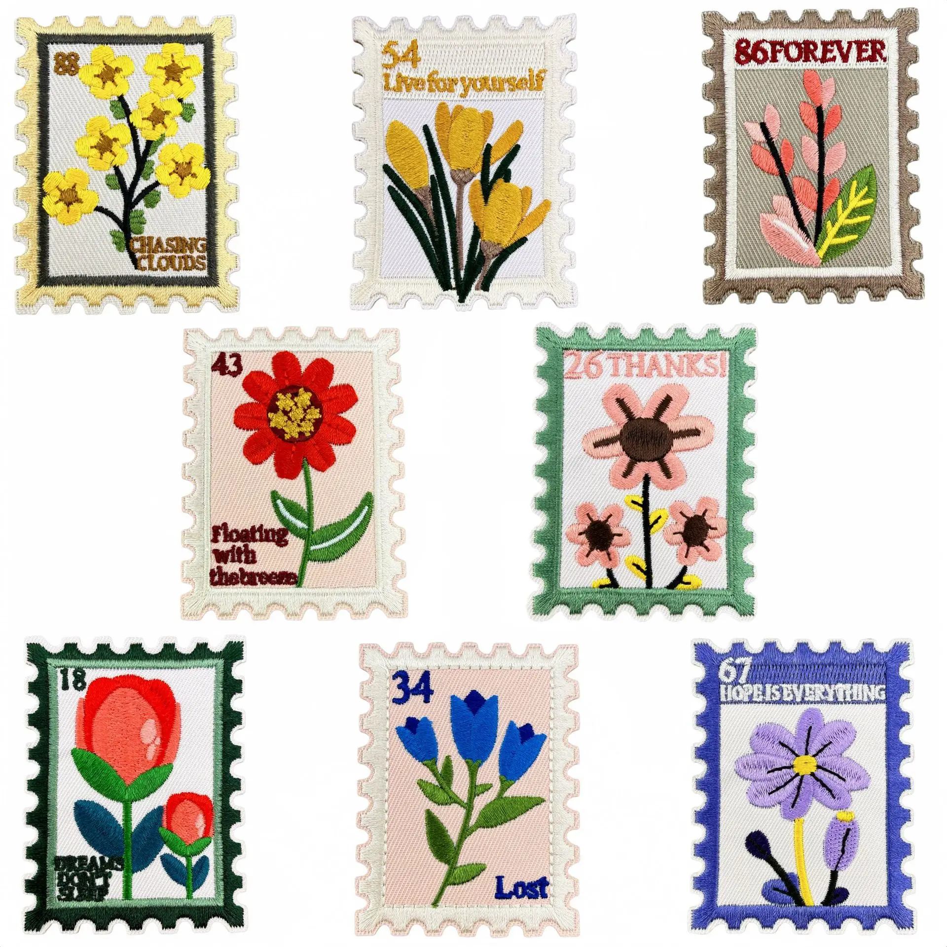 Parche termoadhesivo bordado flores vintage rectangular para coser - imagen 3