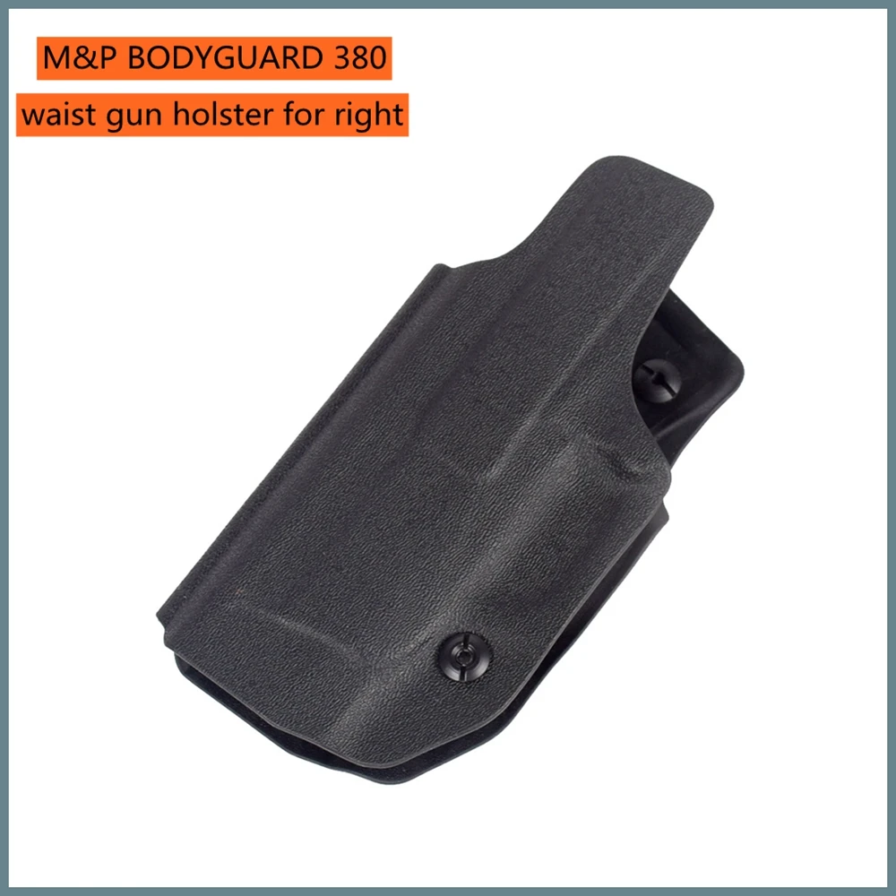 Funda M&P 380 vista frontal negra con clip de cinturón
