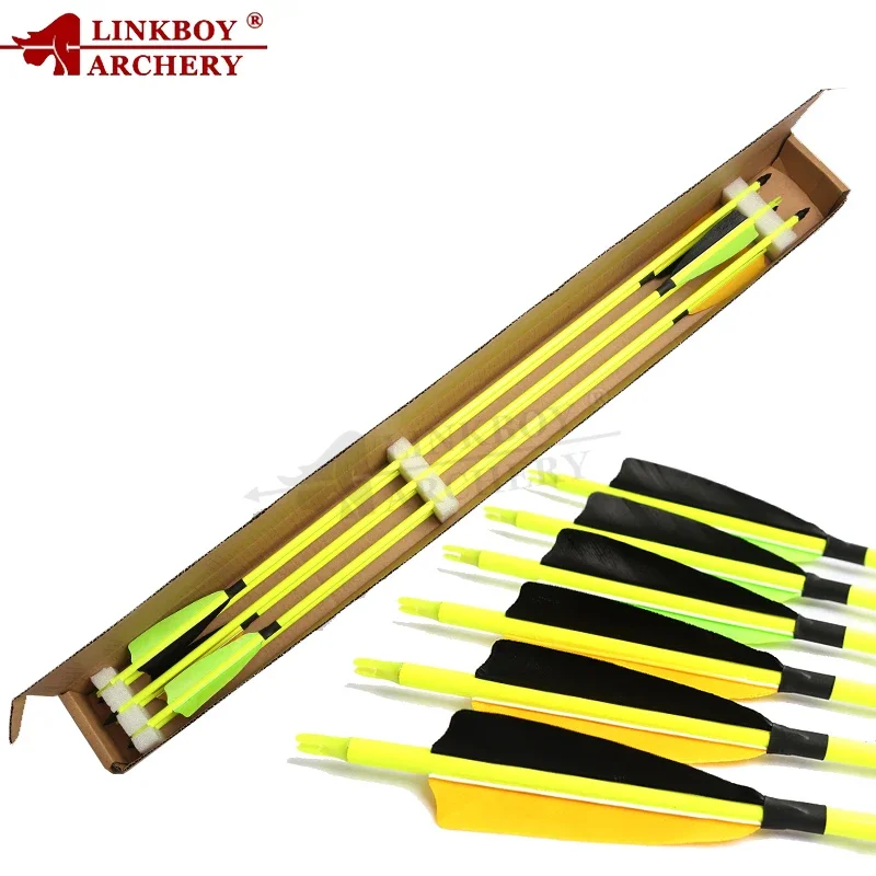 Flechas de carbono para arco tradicional con plumas de pavo - imagen 2