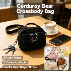 Bolso bandolera de corduroy y lona estilo harajuku para mujer