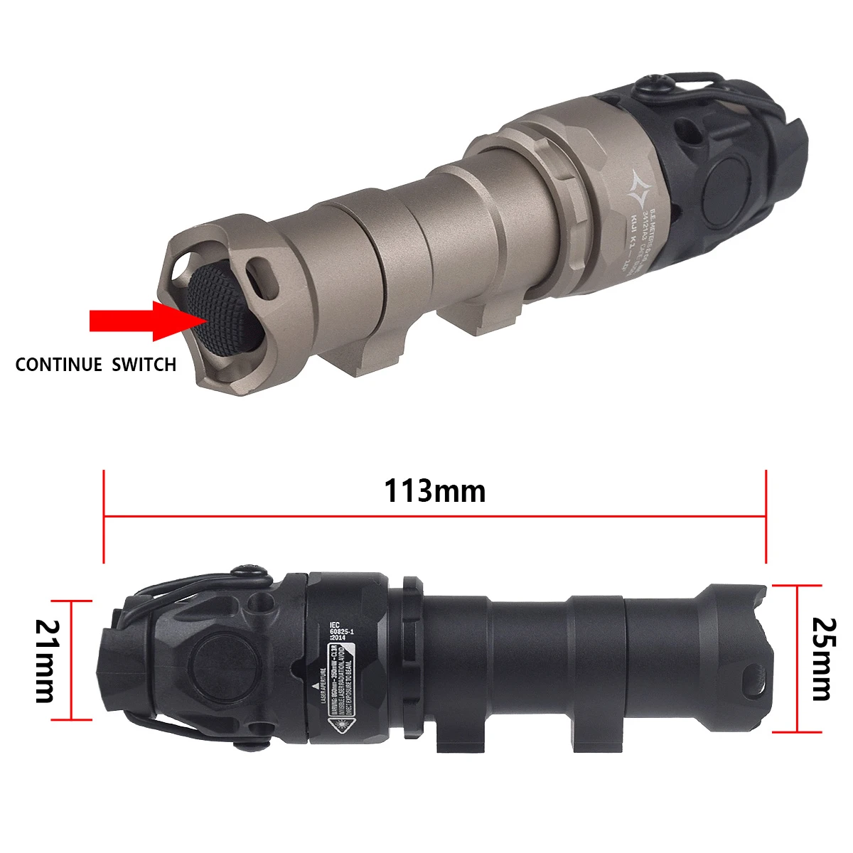 KIJI K1-10 Linterna táctica para riel Picatinny de 20 mm - imagen 2