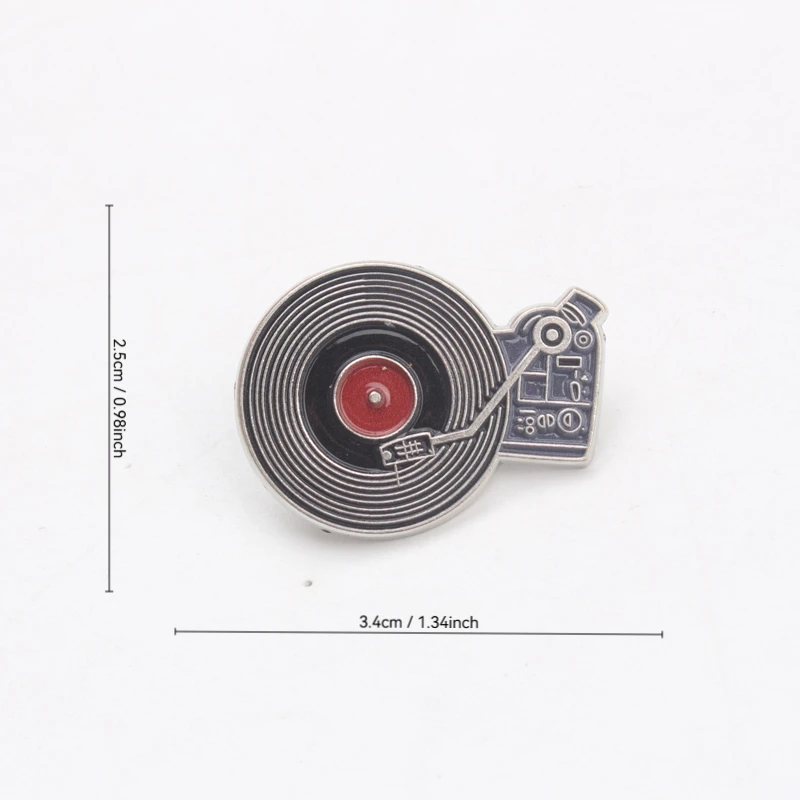 Pin esmaltado tocadiscos vinilo vintage – Broche retro para música - imagen 4