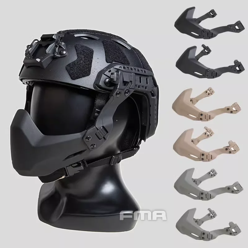 Vista frontal de la FMA-mascarilla plegable de medio sello para casco táctico