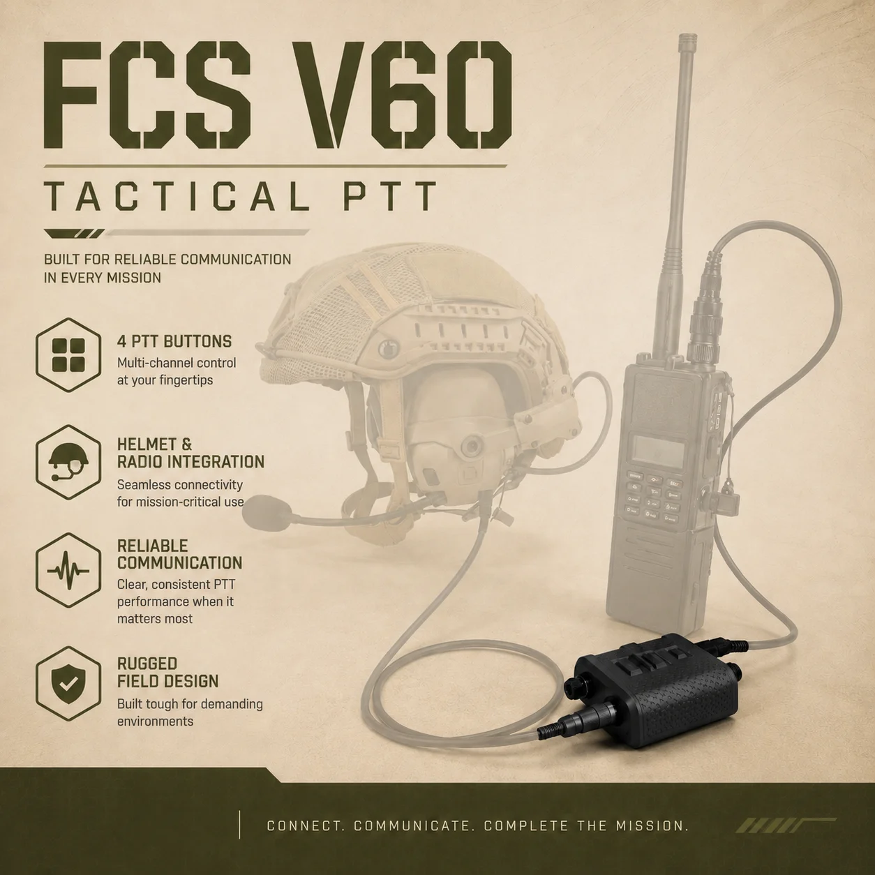 AMP Comtac3 PTT táctico V60 – Adaptador - imagen 2