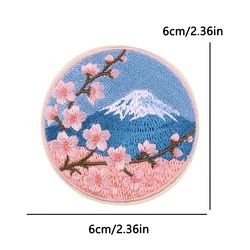 Parche termoadhesivo bordado sakura y Monte Fuji para chaqueta/mochila