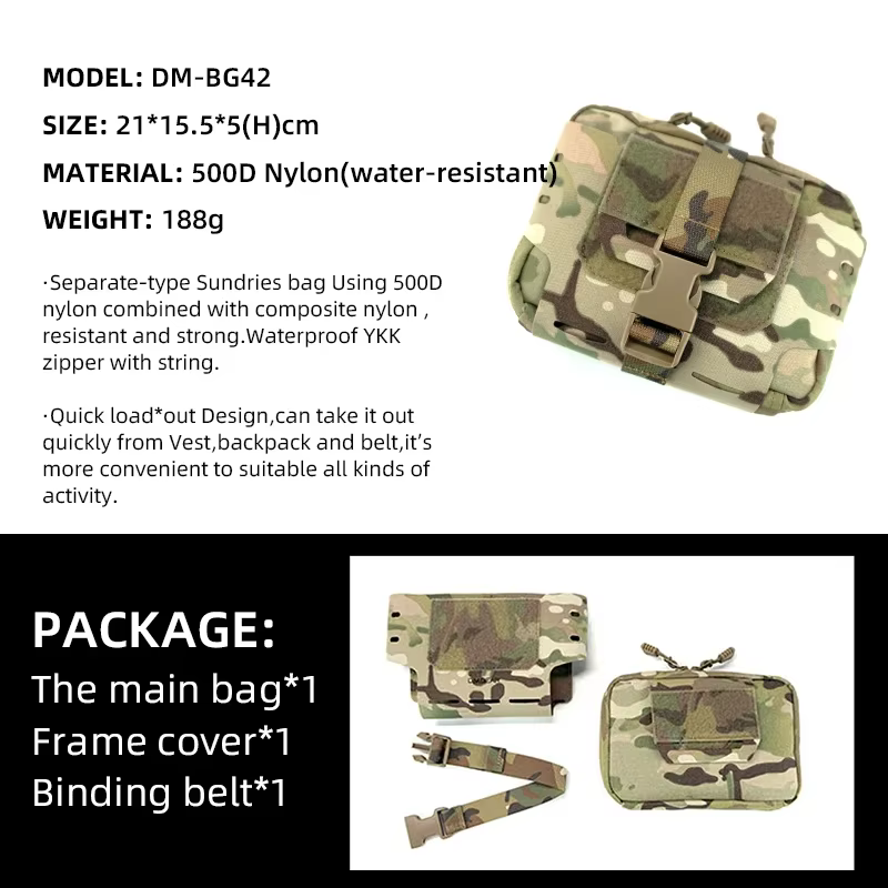 Bolsa táctica DMgear MOLLE – Bolsillo médico horizontal corted con láser - imagen 2