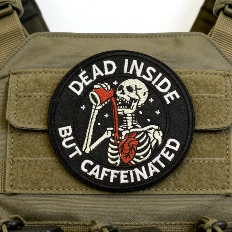 Detalle del diseño bordado estilo esqueleto