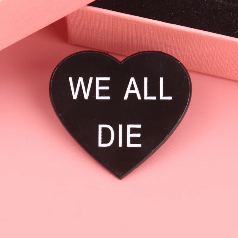 Pasador de botón gótico corazón WE ALL DIE – accesorio para chaquetas - imagen 5