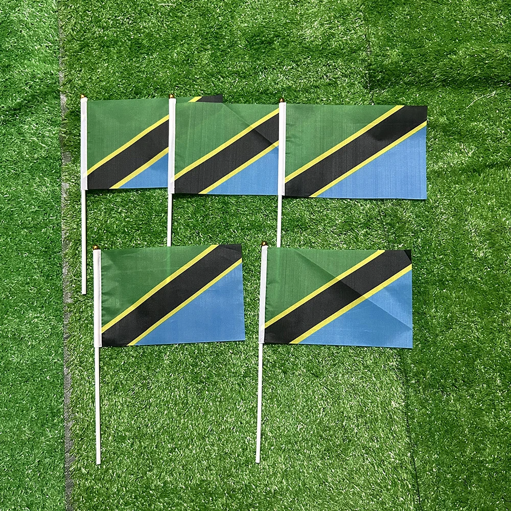 Bandera Tanzania poliéster con asta de plástico para exterior - imagen 5