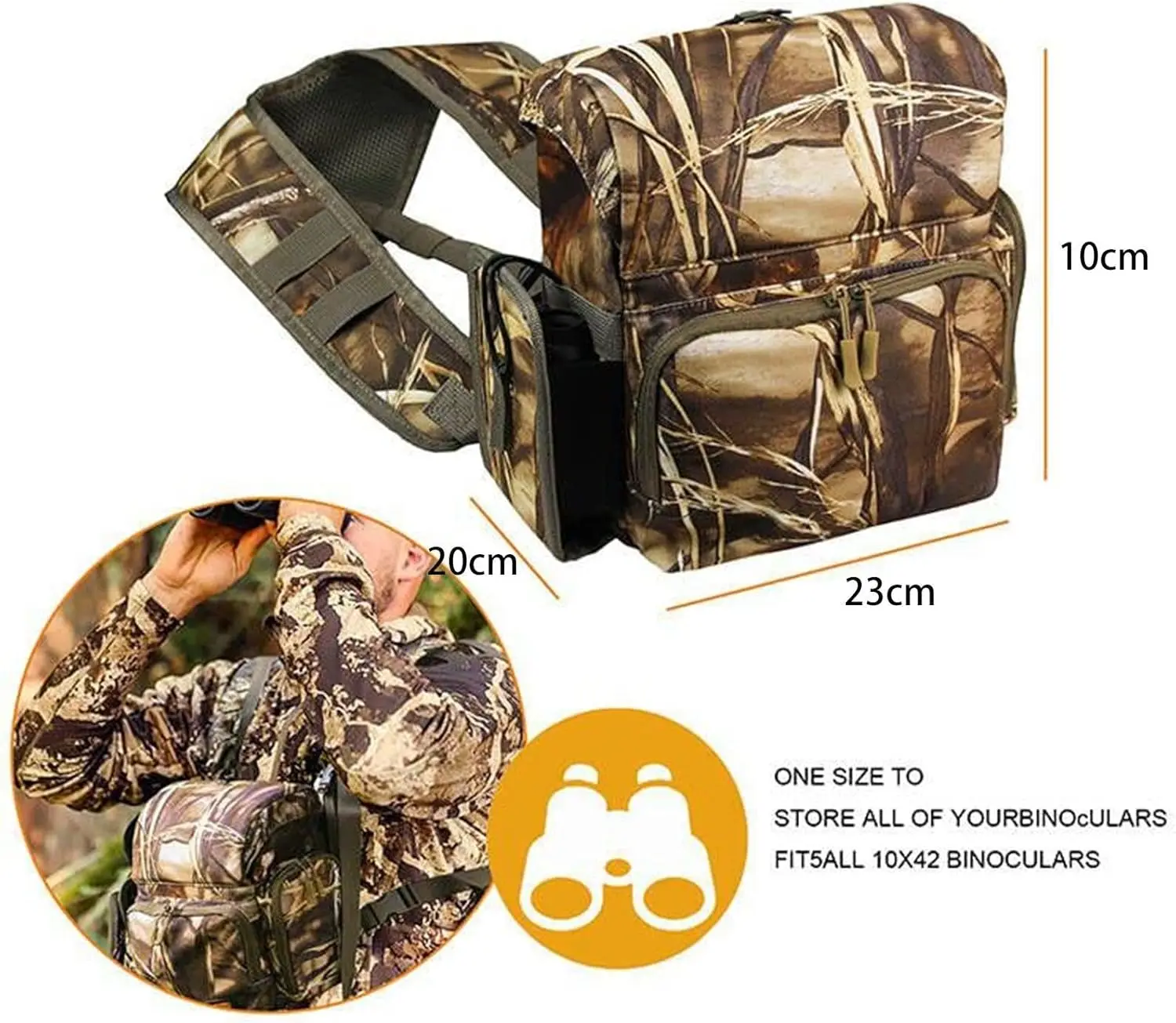 Arnés táctico para binoculares con bolsa de pecho camuflada y telémetro - imagen 2
