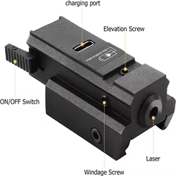 Puntero láser USB recargable rojo/verde/azul para Glock Picatinny