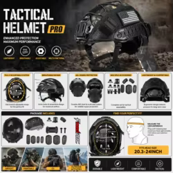 Casco táctico airsoft NVG con soporte L4G24, linterna y auriculares