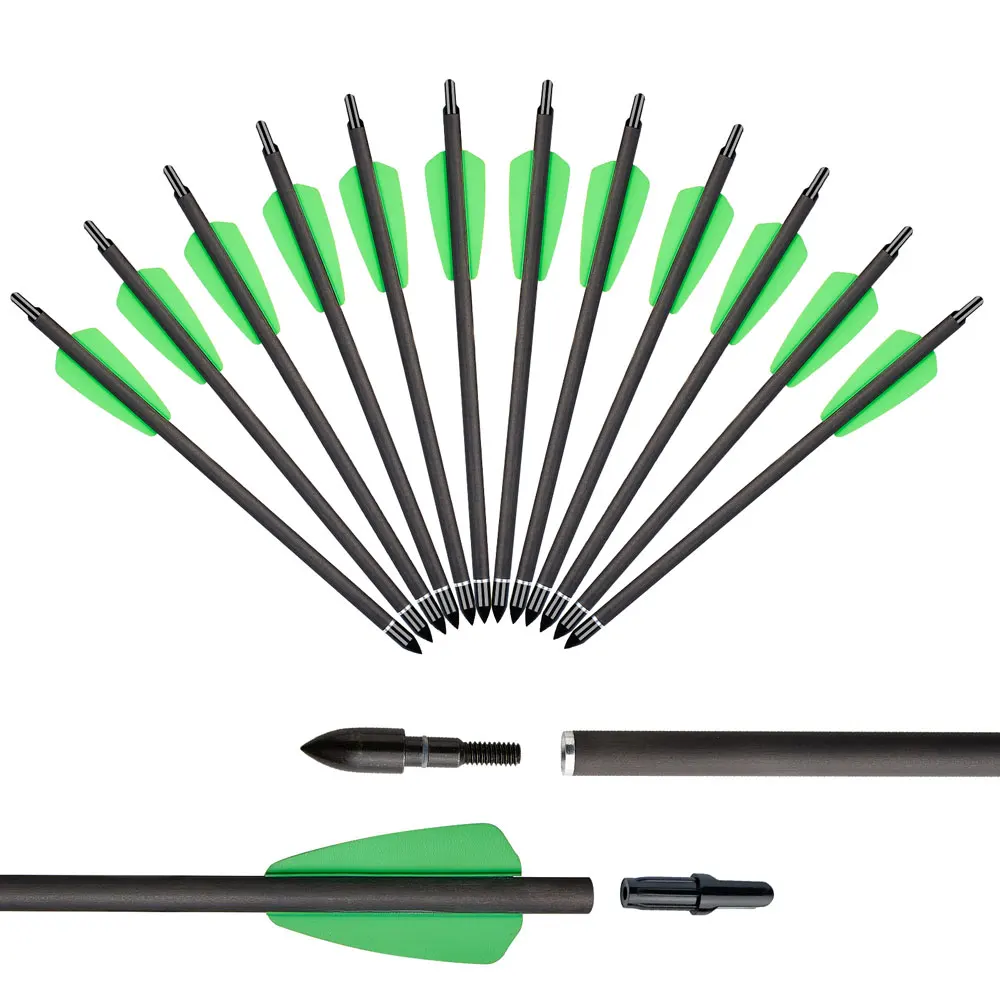 Flechas de carbono para ballesta con plumas y punta de repuesto - imagen 4