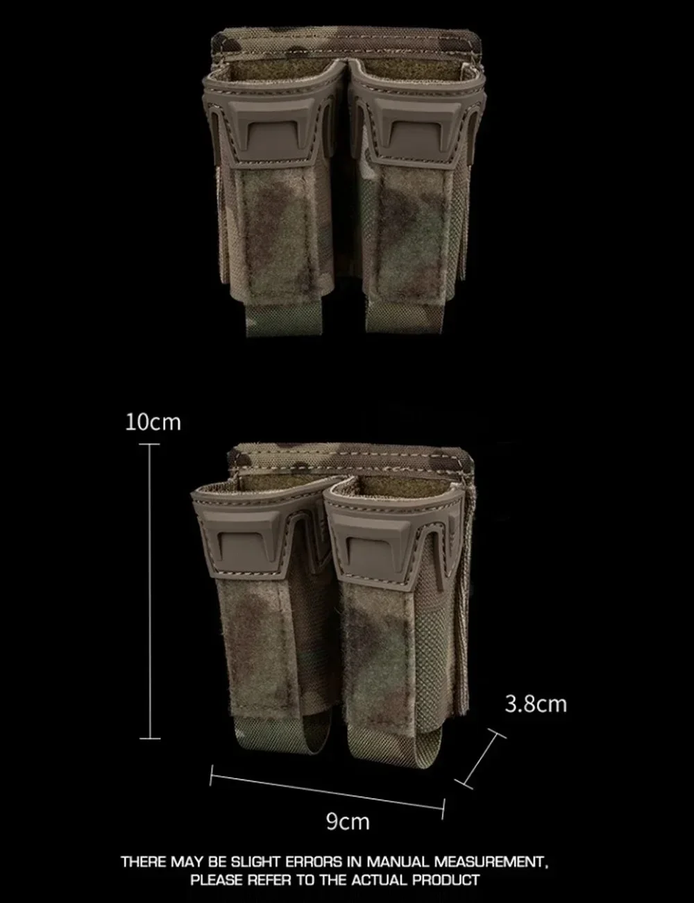 Vista de la funda doble tipo K para cargadores de 9 mm