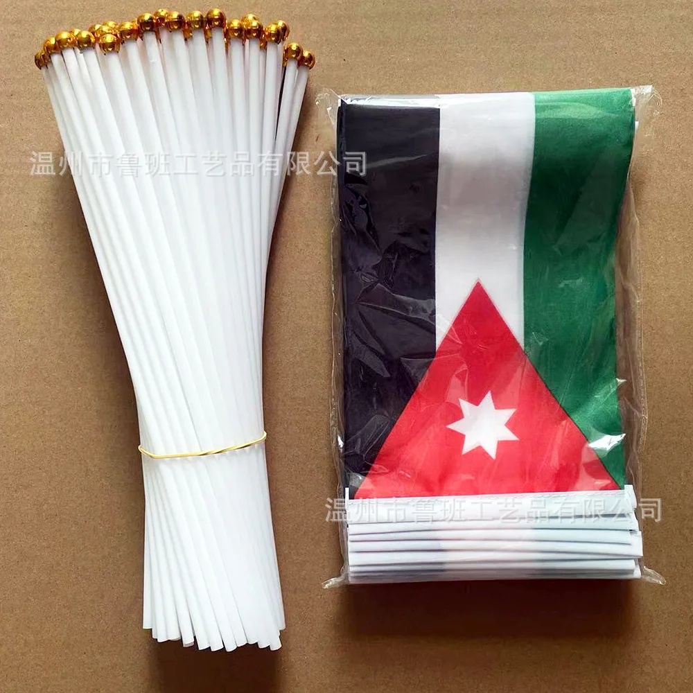 Bandera de mano de Jordania con asta de plástico