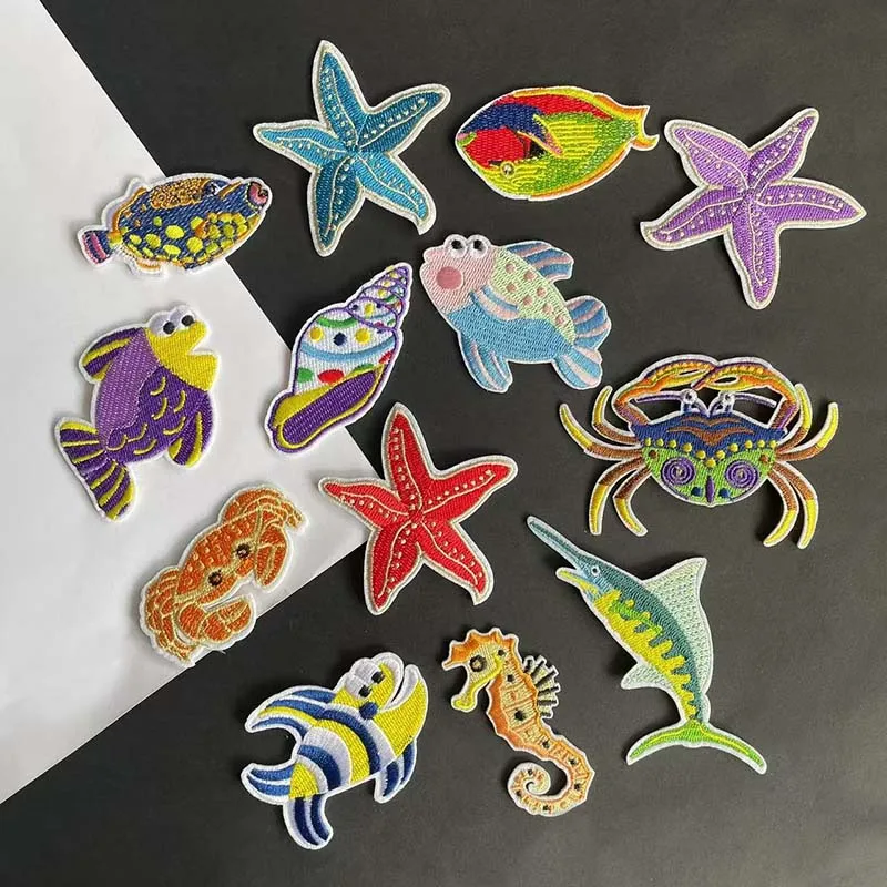 Parches bordados termoadhesivos animales marinos para coser o planchar - imagen 3