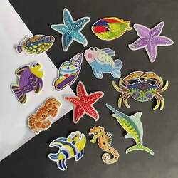 Parches bordados termoadhesivos animales marinos para coser o planchar