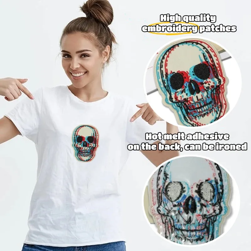 Parche bordado termoadhesivo esqueleto gótico Dizzy para ropa y gorra - imagen 2