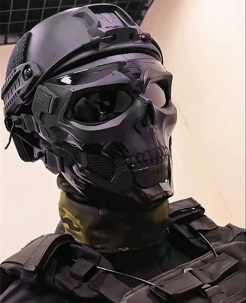 Casco táctico rápido con protector facial calavera – Montura NVG - imagen 2