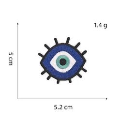 Parche bordado mal de ojo – emblema azul termoadhesivo