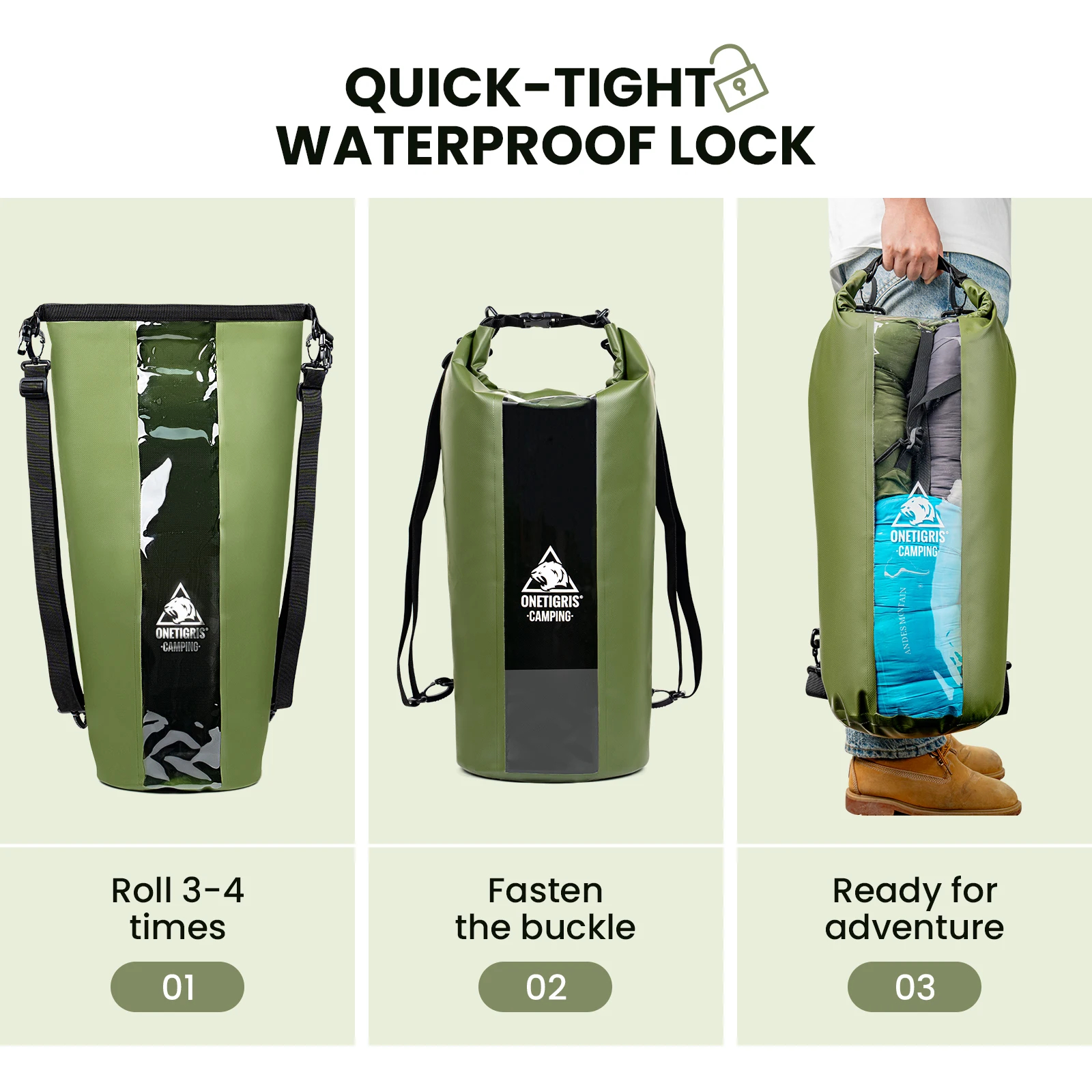 OneTigris Mochila impermeable enrollable roll-top bolsa seca - imagen 2