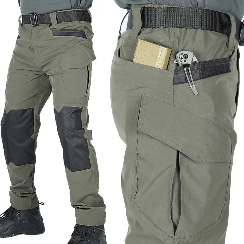 Pantalones tácticos cargo impermeables Ripstop multibolsillos hombre
