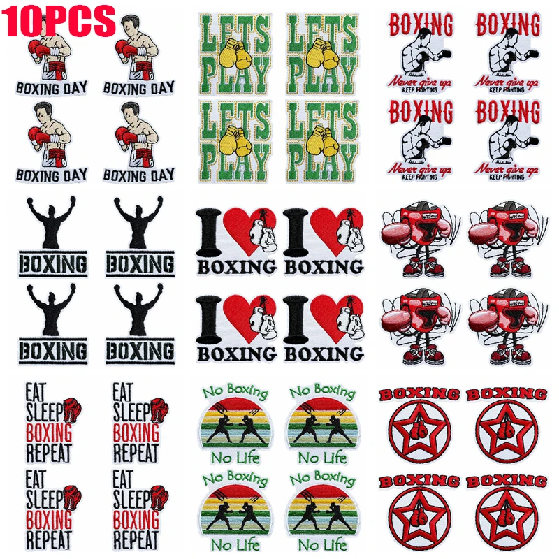 Parches termoadhesivos bordados de boxeo con letras y eslogan - imagen 4