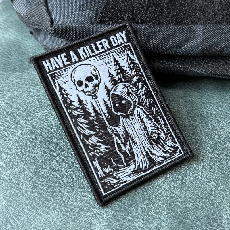 Parche táctico bordado calavera con velcro gancho y bucle moral - imagen 5