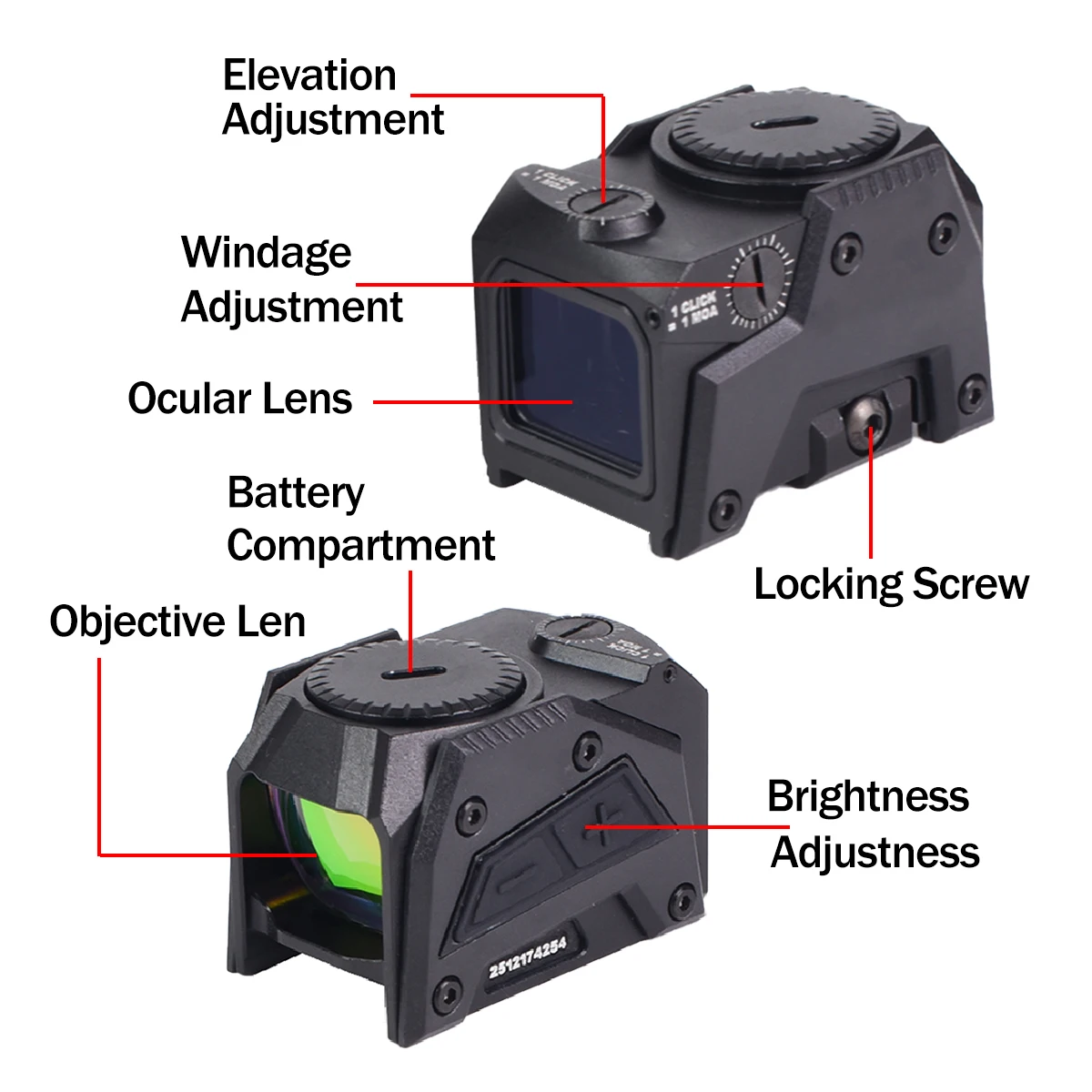 Mira táctica compacta reflex roja con óptica cerrada para airsoft - imagen 4