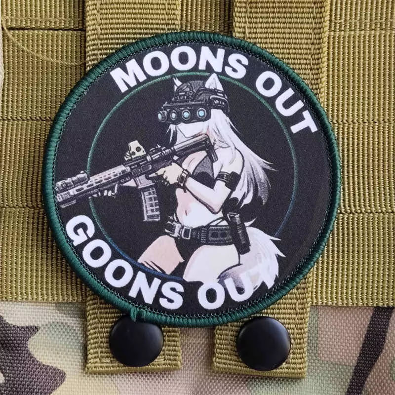 Parches tácticos gancho y bucle estampado Moons Out Goons para ropa - imagen 5