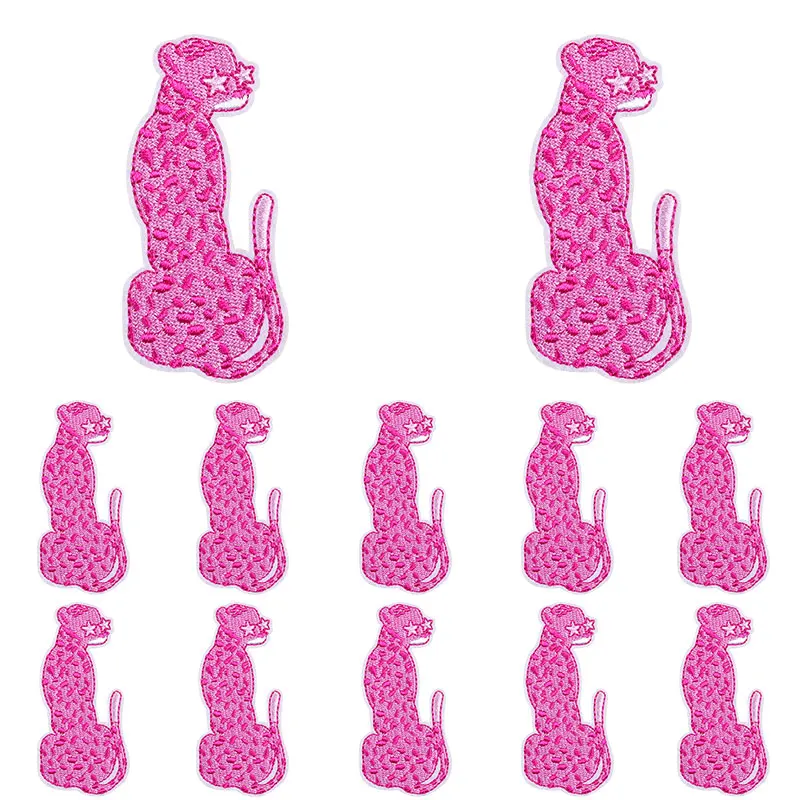 Parche bordado leopardo rosa y mariposa – Corazón arcoíris para ropa - imagen 5