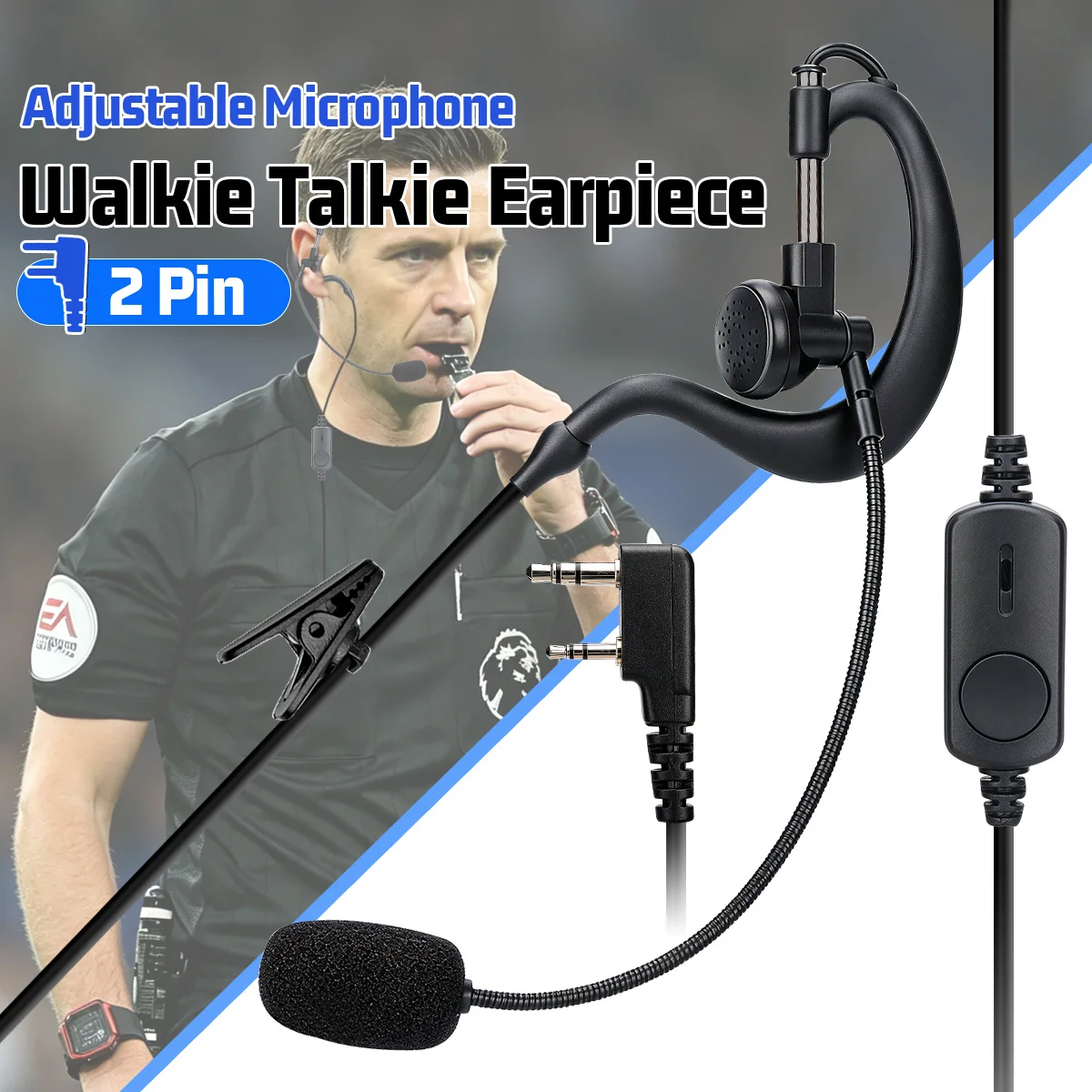 Auricular ABBREE walkie talkie con micrófono PTT y sonido claro - imagen 4