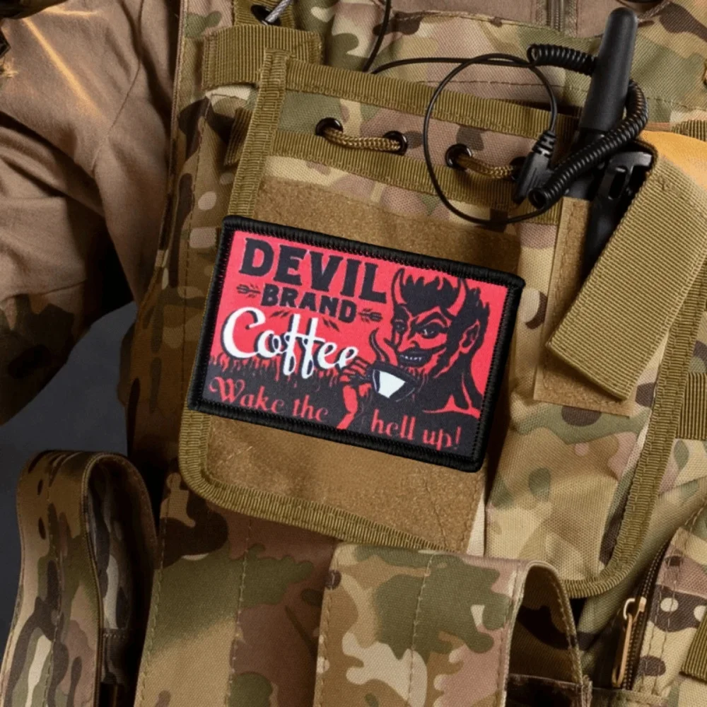 Devil Parche militar moral café con gancho y bucle divertido - imagen 4