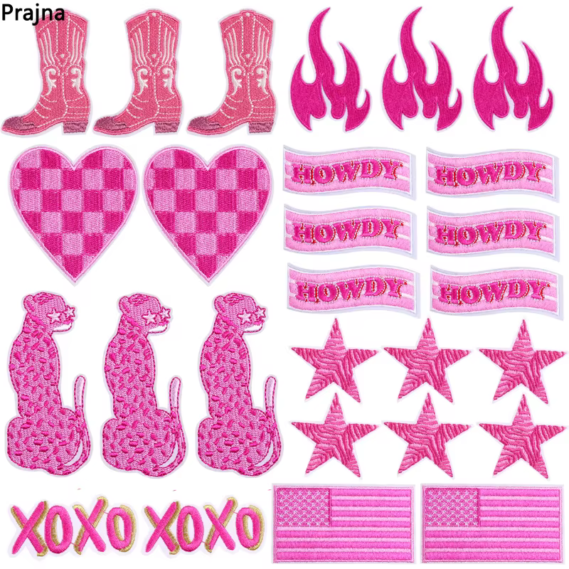 Parches bordados corazón dibujo rosa - termoadhesivos para ropa - imagen 5
