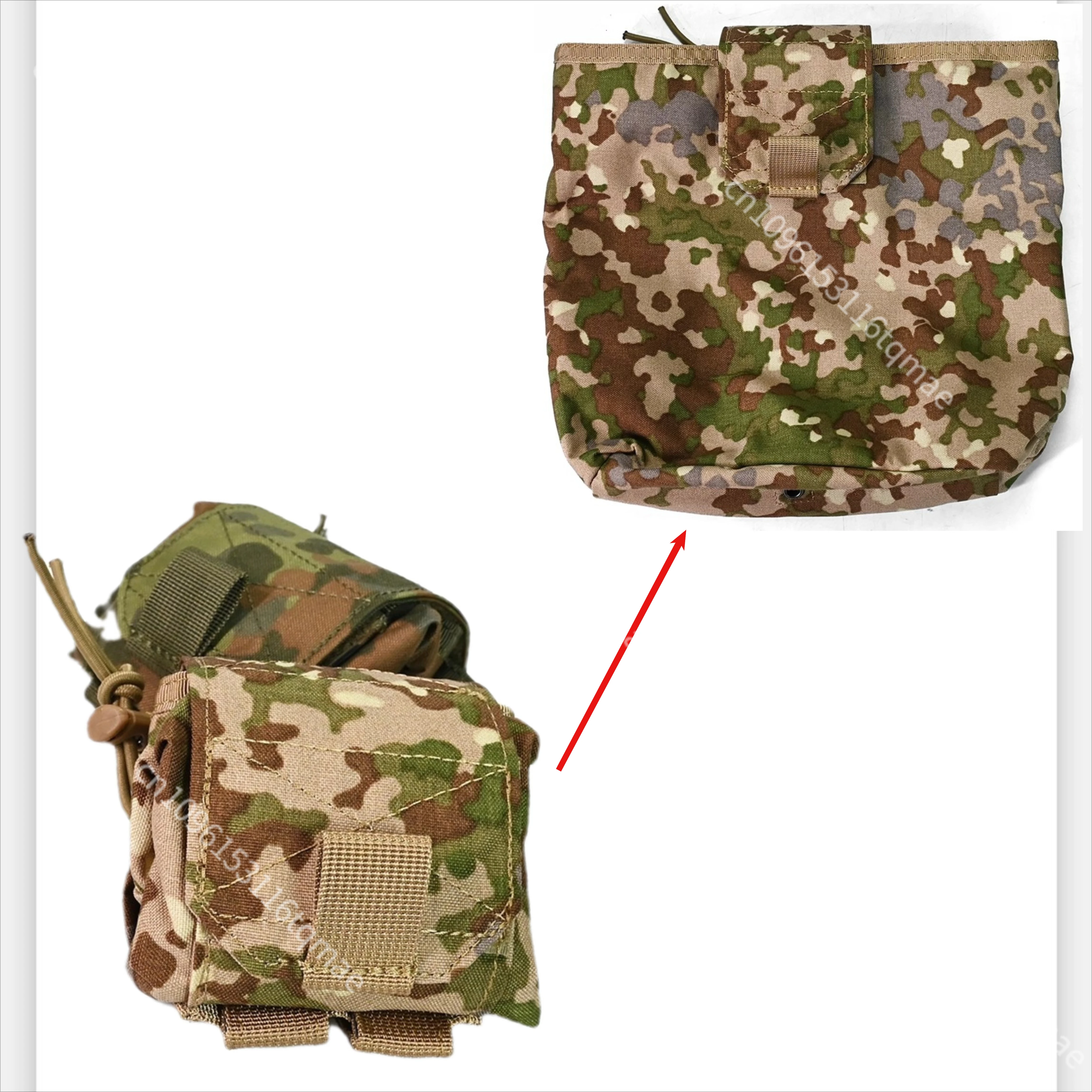Bolsa táctica MOLLE plegable de nylon resistente Flecktarn alemana - imagen 5