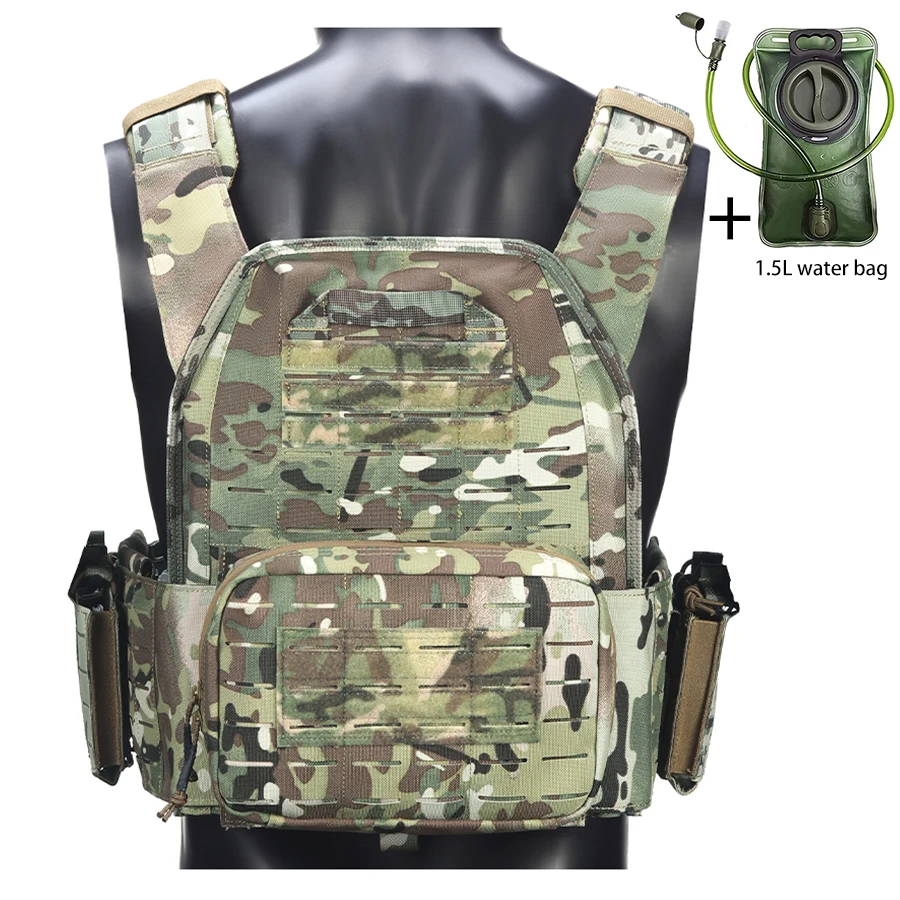 Chaleco táctico MOLLE panel láser y bolsa trasera con cremallera - imagen 4