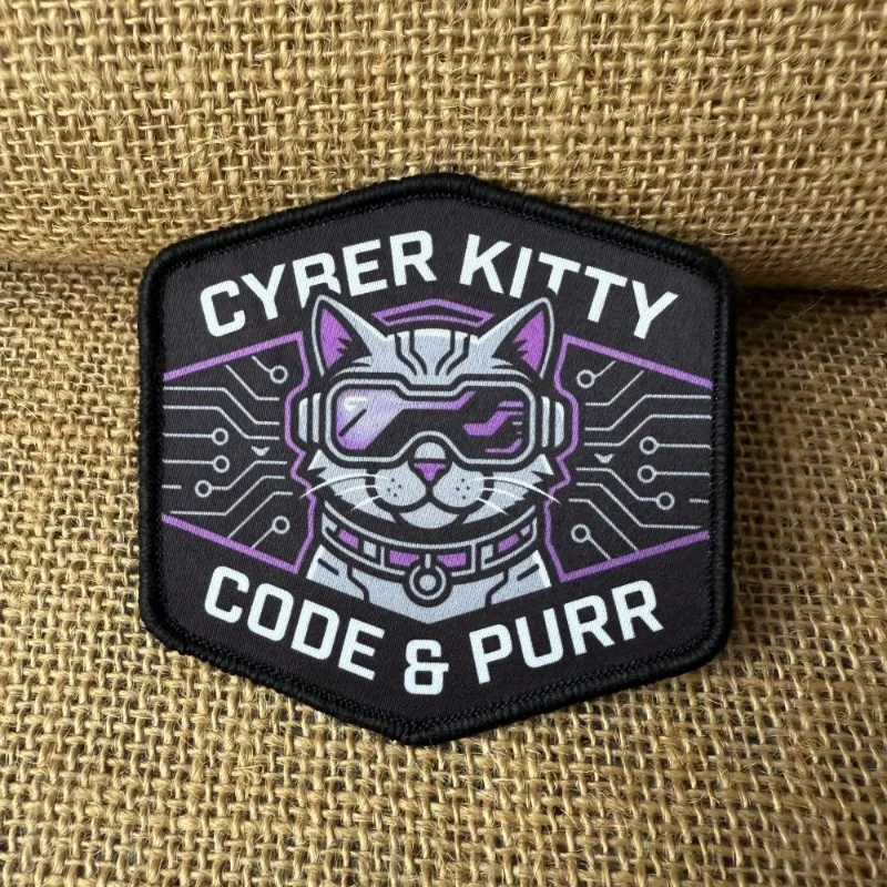 Parche táctico de gato con velcro – Insignia de moral hexagonal - imagen 4