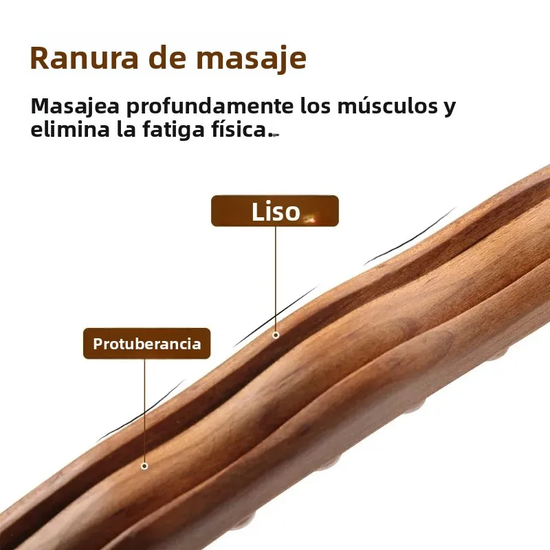 Barra masaje madera drenaje linfático alivio cervical y lumbar - imagen 5