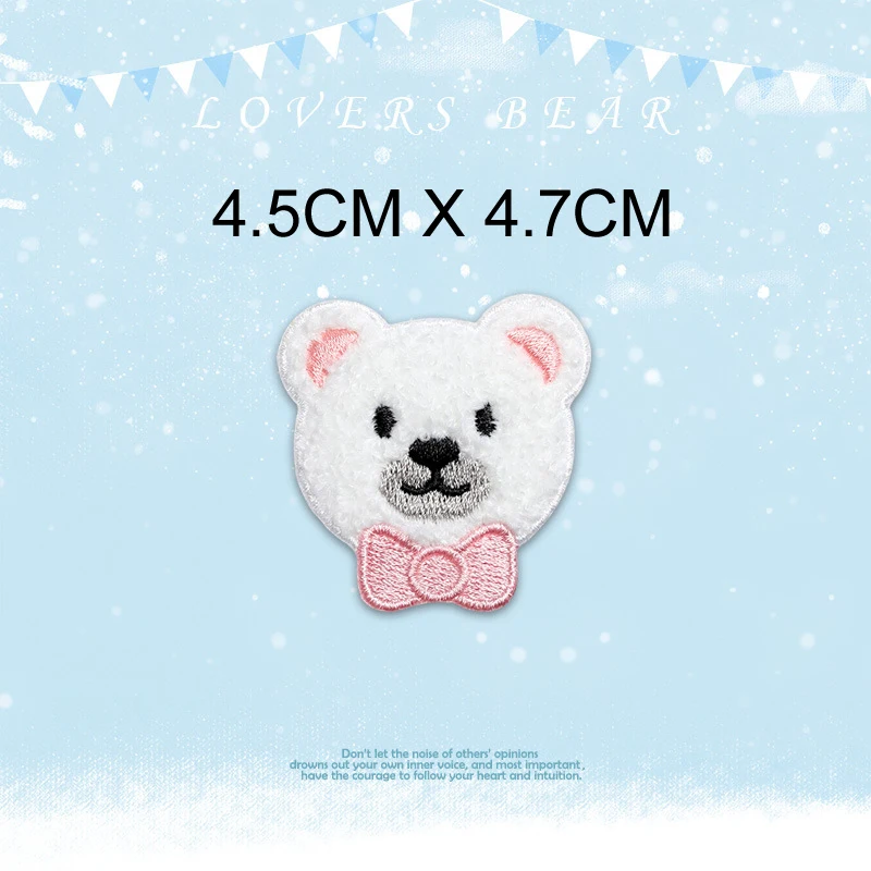 Parche autoadhesivo tela bordado 3D oso para mochila y bufanda - imagen 2