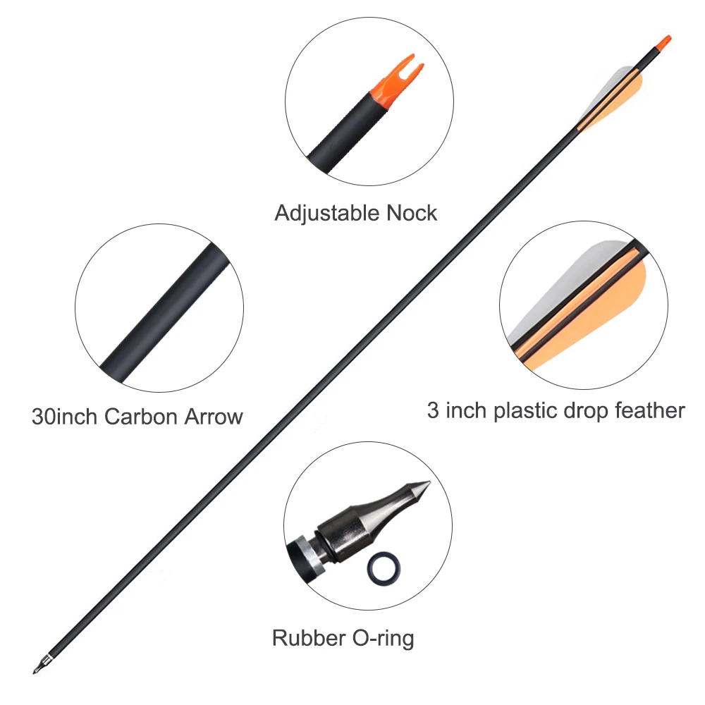 Flecha de carbono naranja para arco tradicional de caza - imagen 3